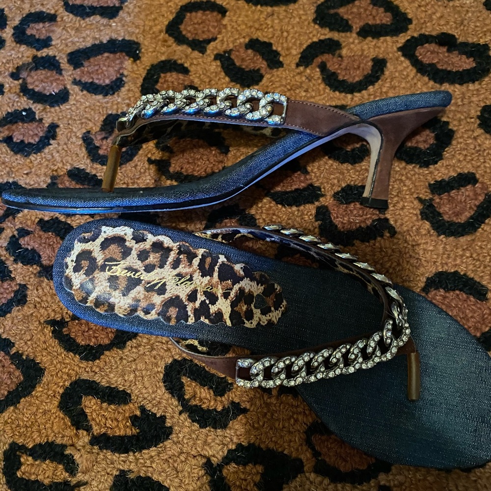 Beverly Feldman Brown and Silver Sandals